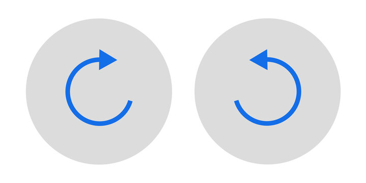 Blue refresh icon circular arrow button gray circle background reload redo repeat symbol flat design UI PNG file