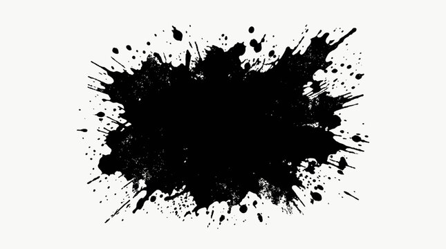 Black ink splatter on white background.