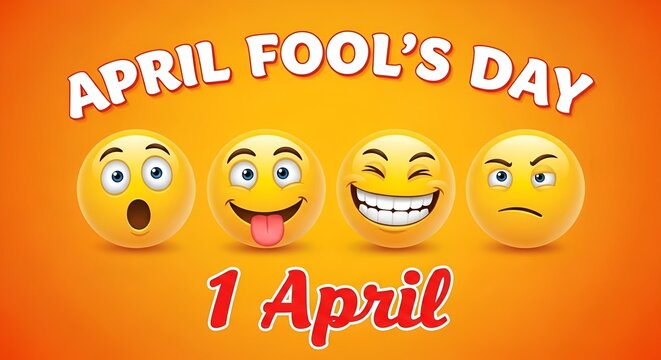 April fool s day card - crazy facial expression on light coloured background