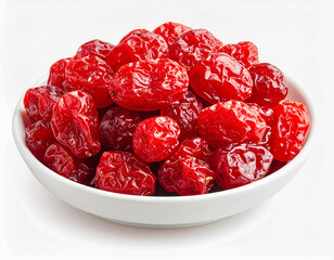 열매-건조 열매-크렌베리-건 크렌베리-건조한-쌓여있는-그릇에 담긴-빨간색 열매-흰색 배경