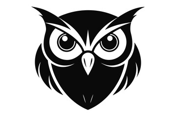 Obraz premium owl head silhouette line art vector illustration with a white background