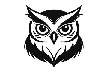 Obraz premium owl head silhouette line art vector illustration with a white background
