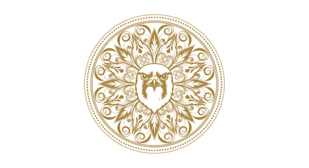 Fototapeta premium Golden Eagle Emblem with Intricate Floral Mandala Design