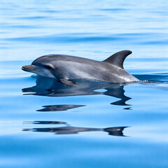 Fototapeta premium Dolphin Surfacing in Open Ocean