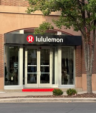 Lakewood, Colorado - USA, October 23, 2026 - Front entrance to a luluemon retail store location