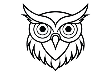 Naklejka premium owl head silhouette line art vector illustration with a white background