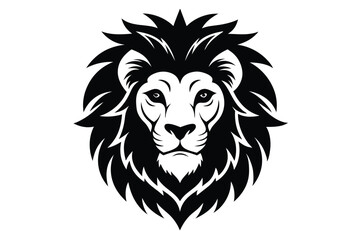 Obraz premium lion head silhouette line art vector illustration with a white background