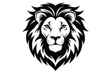 Obraz premium lion head silhouette line art vector illustration with a white background