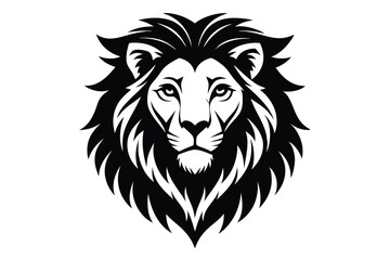 Fototapeta premium lion head silhouette line art vector illustration with a white background