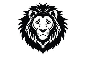 Fototapeta premium lion head silhouette line art vector illustration with a white background
