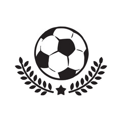 Obraz premium Soccer Ball Laurel Wreath Championship Logo with Star for Sports Awards and Team Victory Graphics