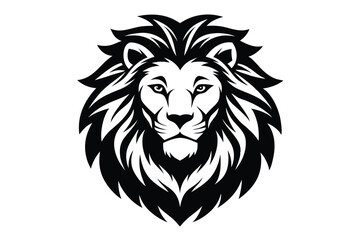 Fototapeta premium lion head silhouette line art vector illustration with a white background