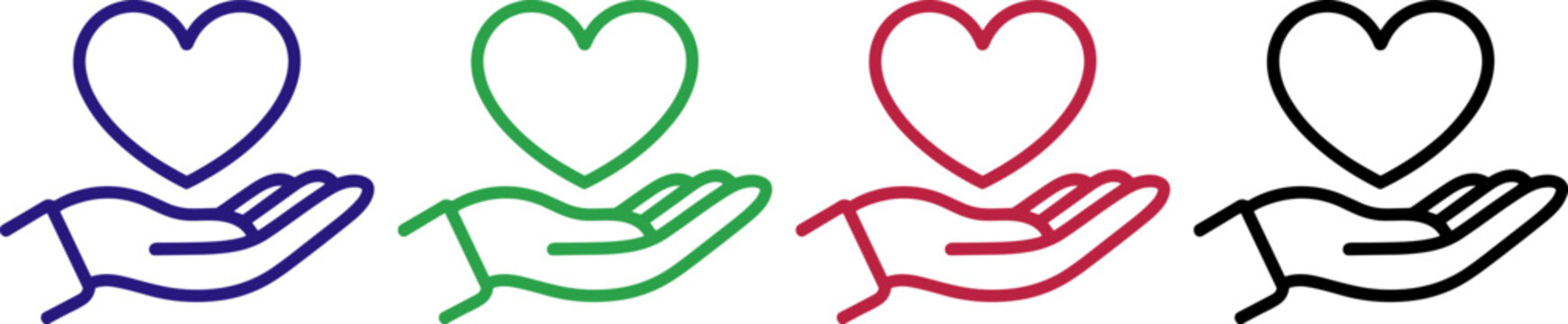 Charity and donation icon with hand holding heart symbol representing kindness generosity and selfless giving support care