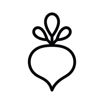 Minimalist Beetroot Line Art Icon - Simple Root Vegetable Vector Illustration