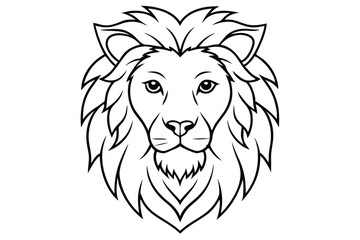 Obraz premium lion head silhouette line art vector illustration with a white background