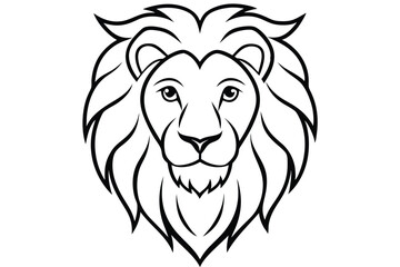 Fototapeta premium lion head silhouette line art vector illustration with a white background