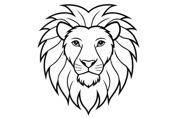 Obraz premium lion head silhouette line art vector illustration with a white background