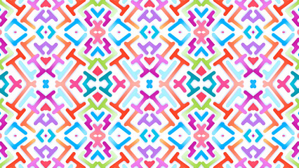 Vibrant Neon Tribal Geometric Seamless Pattern
