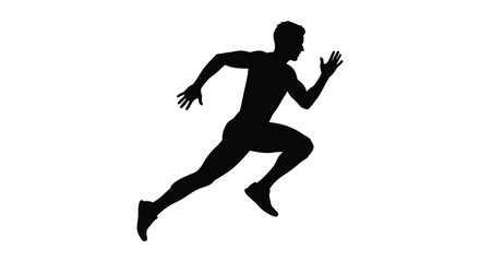 Obraz premium A dynamic black silhouette depicts a man in mid stride showcasing the energy of human motion silhouette high quality professional