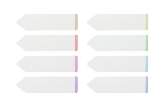 Set of colorful arrow sticky notes and paper index tabs for organization and planning concept