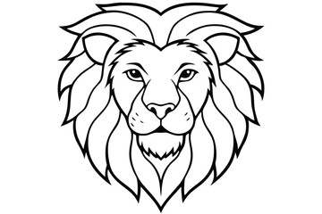 Obraz premium lion head silhouette line art vector illustration with a white background