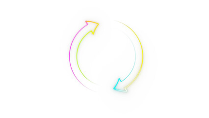 Obraz premium Futuristic gradient glowing sync arrows symbol with 3D light effect