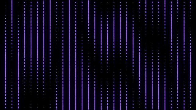 Purple vertical digital line animation with matrix texture and subtle flicker on dark background
