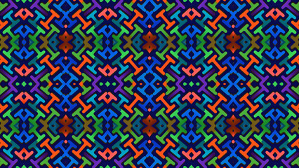 Dark Neon Geometric Tribal Seamless Pattern