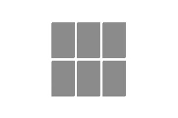 A gray square grid pattern with six squares isolated on transparent background
