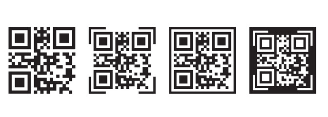 Fototapeta premium Collection of four qr code symbols for digital scanning identification and payment (not scannable)