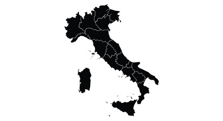 A striking black outline depicts the geographical shape of italy including its islands as a silhouette high quality professional © Tushar02