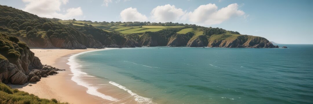 A scenic view of Salcombe's coastline with the estuary in the foreground , estuary, beach, nature