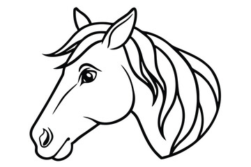 Fototapeta premium horse head silhouette line art vector illustration with a white background