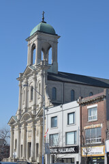 Naklejka premium exterior of Holy Name Parish and RE/MAX Hallmark Realty Ltd., Brokerage, a real estate agency, located at 630 Danforth Av, Toronto
