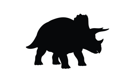A striking black silhouette depicts a side view of a triceratops © Gahima