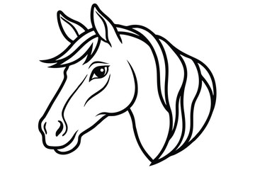 Fototapeta premium horse head silhouette line art vector illustration with a white background