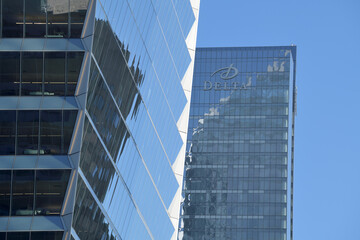 Naklejka premium detail of Delta hotel at 75 Lower Simcoe St (at left: TD Terrace), Toronto
