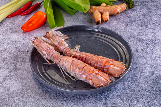 Gourmet boiled big Mantis shrimp