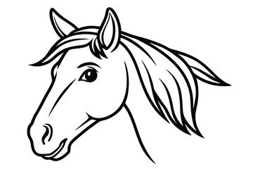 Fototapeta premium horse head silhouette line art vector illustration with a white background