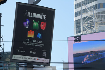 Naklejka premium Sankofa Square digital poster for Illuminite, an annual winter light festival in downtown Toronto