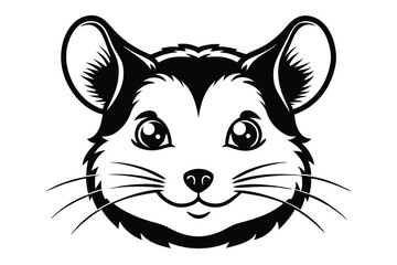 Obraz premium hamster head silhouette line art vector illustration with a white background