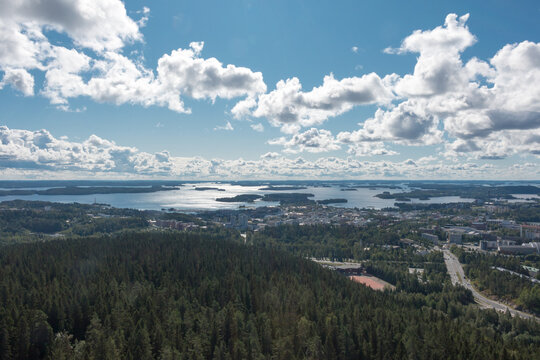 Beautiful forest scenery in Kuopio, Finland.