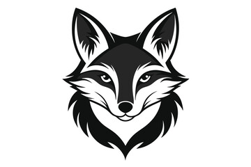Obraz premium fox head silhouette line art vector illustration with a white background
