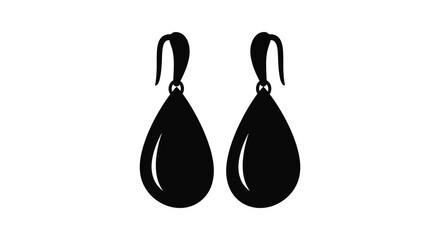 A pair of elegant black teardrop earrings are displayed against a stark white background a striking silhouette high quality © Asikder02