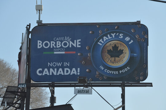 rooftop billboard for Borbone coffee in Toronto