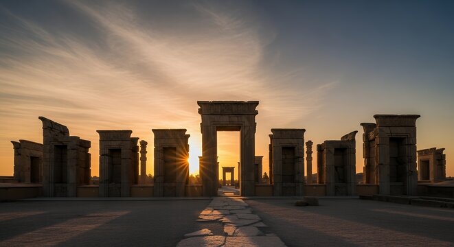 Ancient Persepolis Ruins at Sunset, Iran