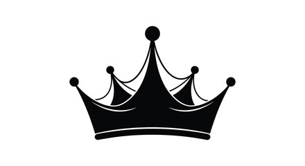 A striking black silhouette depicts a regal crown with ornate details and prominent prongs silhouette high quality professional detailed © Nupur02