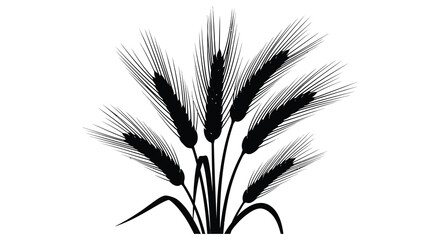 A striking arrangement of wheat stalks detailed and sharply defined presents a bold black silhouette high quality professional modern © Nupur02