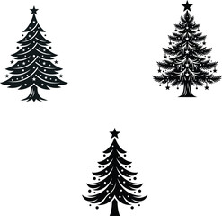 Obraz premium Christmas Tree Silhouette Set – Decorative Holiday Fir Trees Collection