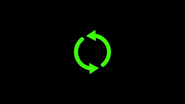 Two bright green circular arrows forming a recycling symbol on a black background